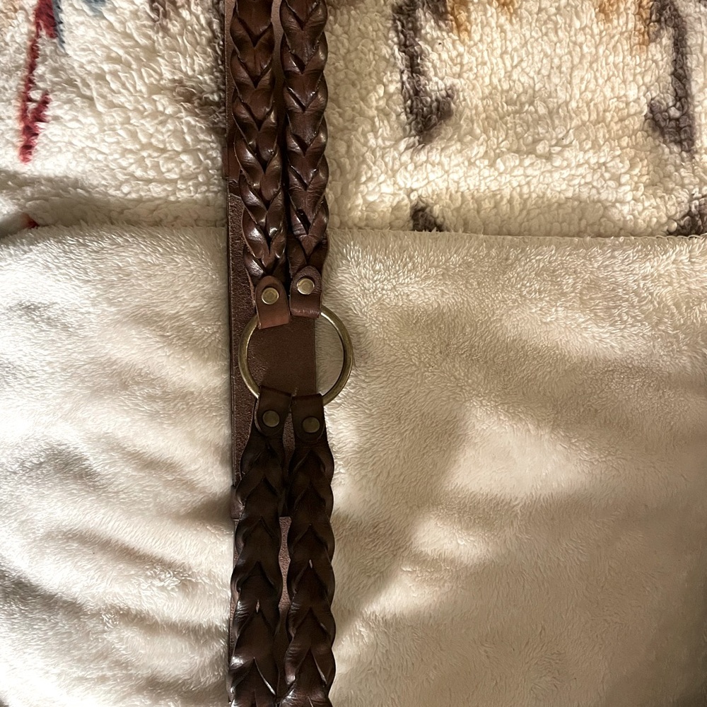 brown leather braided belt